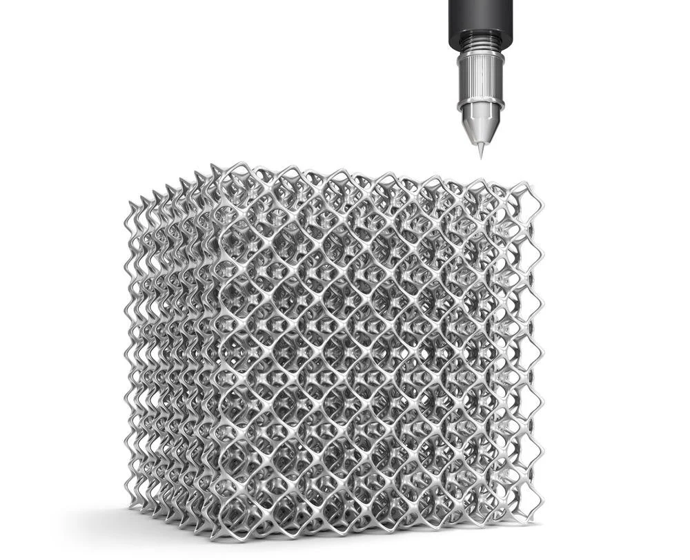 peça com geometria complexa produzida por impressão 3D e propriedades dos materiais.